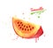 Watercolor illustration of slice of Tamarillo fruit