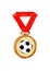 Watercolor illustration of soccer award medal.