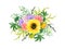 Watercolor illustration sunflower gerbera cosmos rose Botanical leaves collection bouquet arrangements hand painted on white