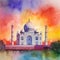 watercolor illustration Taj Mahal