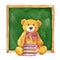 Watercolor illustration. teddy bear and school board.