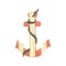 Watercolor illustration on the theme of sea fishing. Wooden anchor.