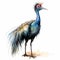 Watercolor Illustration Of A Vintage Cassowary Bird In Sumatraism Style