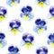 Watercolor illustration of Violet flowers. Seamless pattern. Seamless background of beautiful pansy.