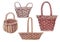 Watercolor illustration of wicker baskets.