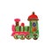 watercolor illustration wooden children's steam train Christmas toy