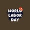 watercolor illustration.World Labor Day concept with stylish text and tools for workers on a blue background