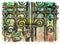 Watercolor illustration of wrought iron gate