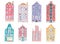 watercolor illustrations of Amsterdam houses. Colorful architectural clipart set