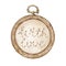 Watercolor illustrations of vintage wooden hoop with beige canvas and stitch embroidery isolated. Needlework collection