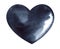 Watercolor image of black unevenly colored heart isolated on white background. Hand drawn illustration for scrapbooking