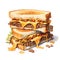 Watercolor image of Delicious American Cheeseburger Patty Melt