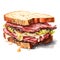 Watercolor image of a delicious Pastrami sandwich