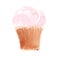 Watercolor image of a dessert. Cupcakes in pastel colors