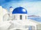 Watercolor Image Greek Island Blue Domes Travel