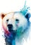Watercolor image of a polar bear created with Generative AI technology