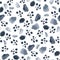 Watercolor indigo abstract strokes and stains seamless pattern