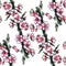 Watercolor ink flowering cherry, plum or sakura - seamless pattern