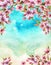 Watercolor japanese cherry blossoms