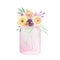 Watercolor Jars Flowers Floral Berries Painted Bouquet Leaves Berries