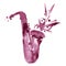 Watercolor jazz illustration of maroon wine classical alt saxophone
