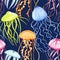 Watercolor jellyfish pattern