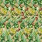 Watercolor jojoba pattern