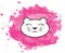 Watercolor kawaii happy cat kitty print