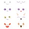 Watercolor kawaii set of faces for Halloween