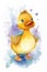 Watercolor kids cartoon cute duck illustrated