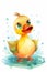 Watercolor kids cartoon cute duck illustrated