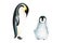 Watercolor king penguin family isolated on white background. Hand painting realistic Arctic and Antarctic ocean mammals