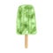 Watercolor kiwi popsicle. Hand drawn fruit ice cream pop isolated on white background. Summer frozen dessert. Green ice