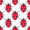 Watercolor ladybug seamless pattern on white background regular simple