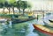 Watercolor Landscape Collection: Boats