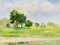 Watercolor landscape painting panorama colorful of natural beauty
