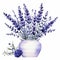 Watercolor Lavender Arrangement Clipart With Navy Blue Hues