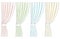 Watercolor and lead pencil graphic set of four different color curtains