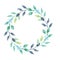 Watercolor Leaves Blue Green Wreath Garland