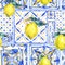 Watercolor lemon ornament seamless pattern