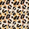 Watercolor leopard skin seamless pattern, white background. Wild african cat fur print, fashion design texture