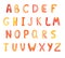 Watercolor letters in autumn colors. English alphabet