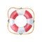 Watercolor Lifebuoy. Marine sketch on a white background.Watercolour hand drawn nautical