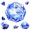 Watercolor light blue gemstones