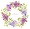 Watercolor lilac floral wreath