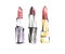 Watercolor lipsticks set. Fashion makeup sketches. Vogue style. Beauty and cosmetic illustration.