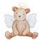 Watercolor little cute Baby Angel teddy bear