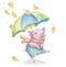 Watercolor Little Cute Piglet with Umbrella