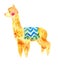 Watercolor llama, alpaca isolated on white background.