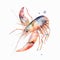 Watercolor lobster crab crayfish.